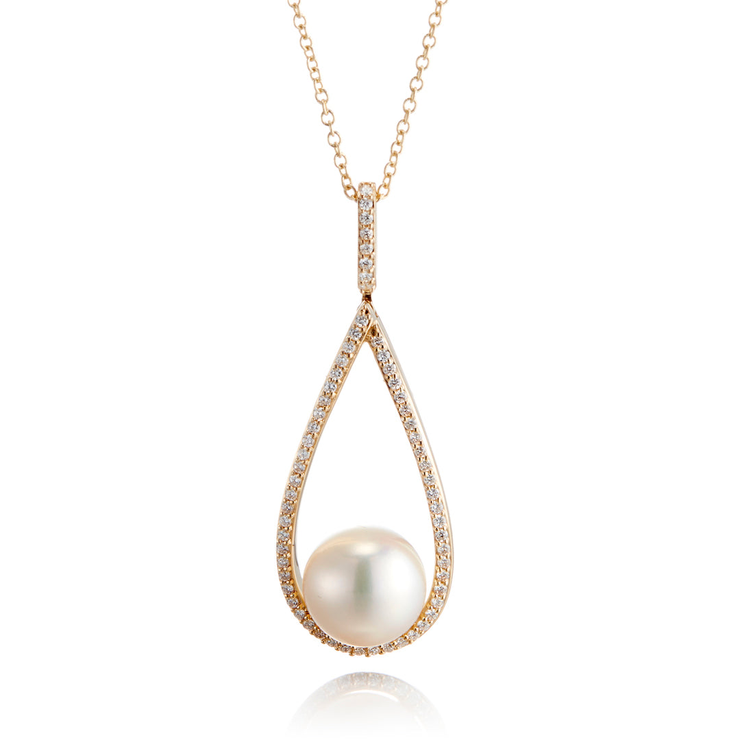 9mm Open Teardrop Pearl Pendant Necklace for Women - Elegant Dainty Jewelry Gift for Birthday, Anniversary & Valentine's Day - Perfect for Weddings, Parties & Everyday Wear