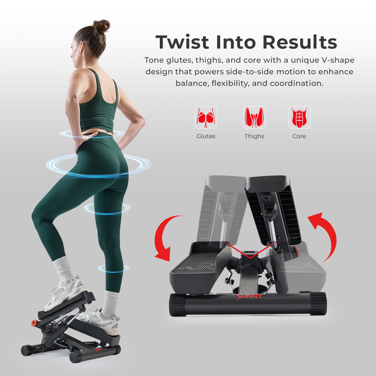 Smart Twist Stepper with Resistance Bands - Portable Home Fitness Equipment for Cardio, Leg & Core Workout - Perfect for Home Gym, Office Exercise & Small Space Workouts
