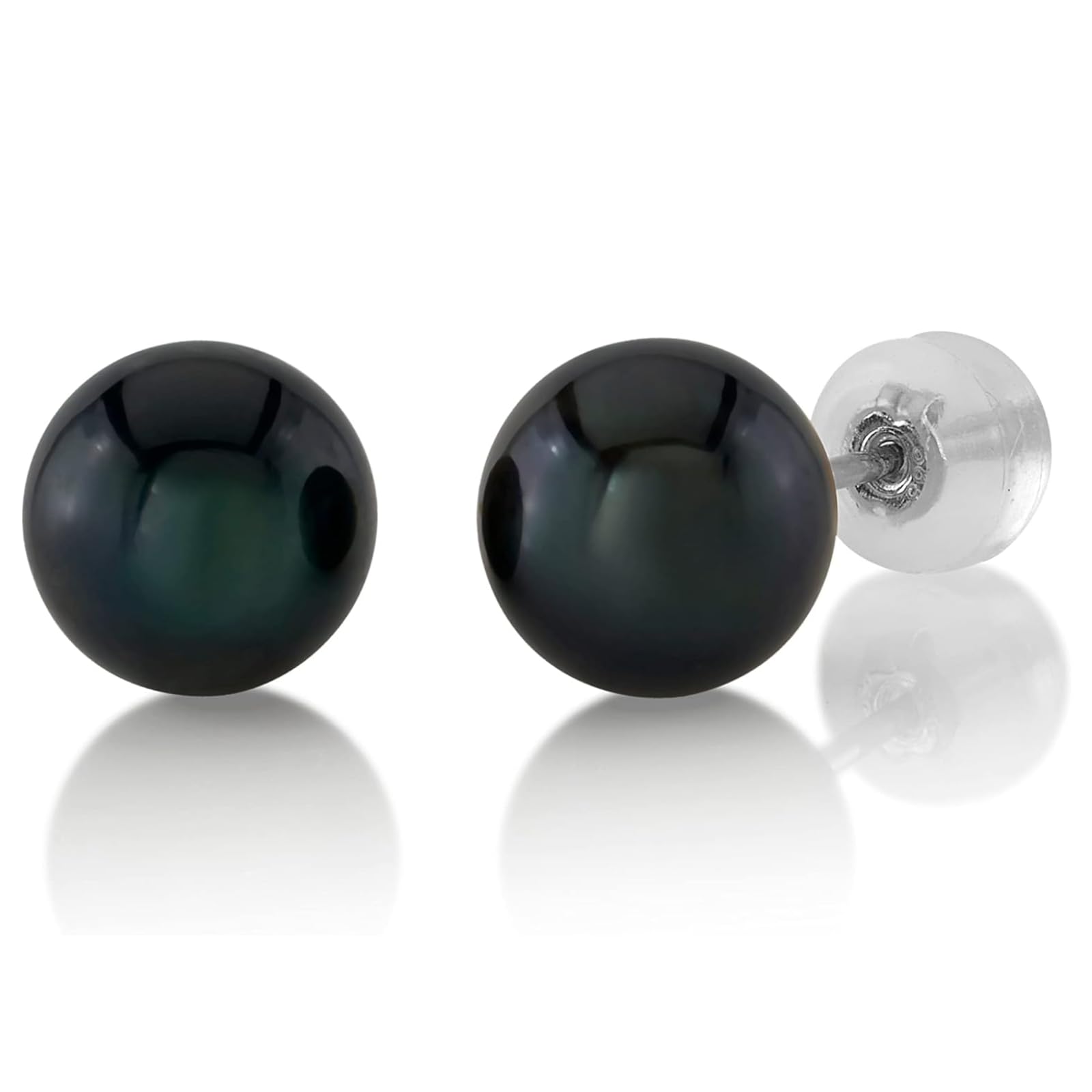 Black Japanese Akoya Cultured Pearl Earrings for Women - 14K Gold Stud Earrings | Hypoallergenic Genuine Pearl Jewelry | Perfect Anniversary Gift for Her | Elegant for Weddings, Parties & Special Occasions