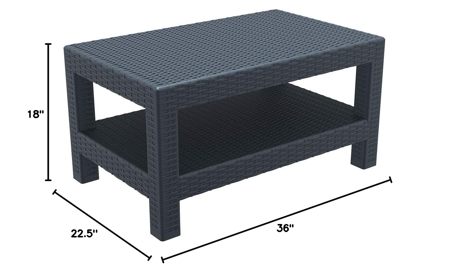 Compamia Monaco Outdoor Coffee Table - Dark Gray Weather-Resistant Commercial-Grade Patio Furniture for Garden, Poolside & Backyard Relaxation