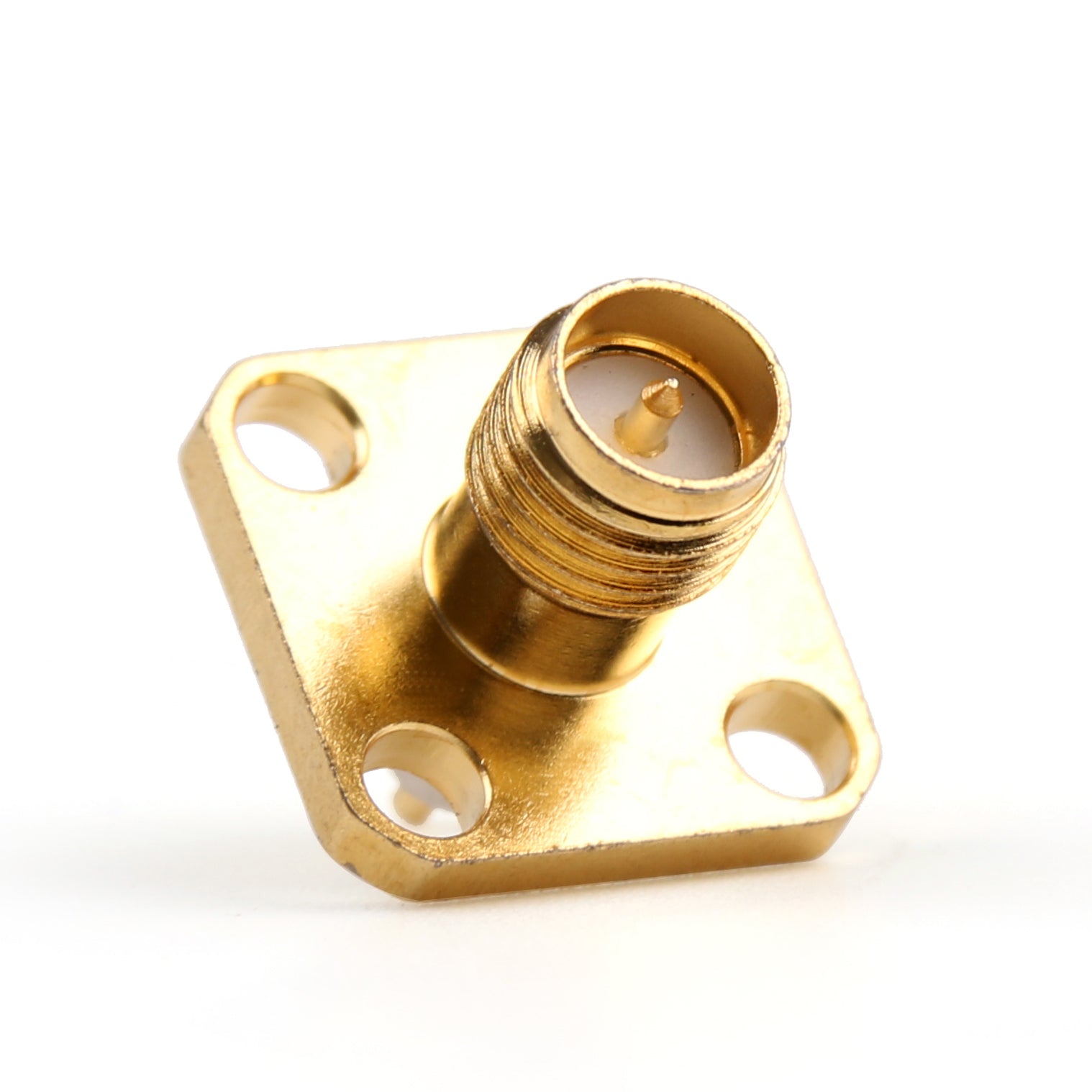 10Pcs RP SMA Female Connector Plug - 4 Hole 12.7mm Flange Solder Panel Mount for RF Antenna & Wireless Communication Devices - Perfect for Ham Radio, WiFi Routers & Signal Boosters