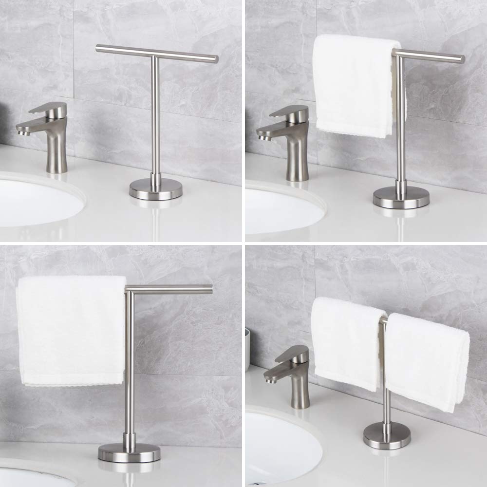 Premium SUS 304 Stainless Steel Hand Towel Stand - Modern Free Standing Countertop Rack with Brushed Finish for Bathroom, Kitchen & Vanity | Perfect for Guest Bathrooms, Spa Settings & Luxury Home Decor