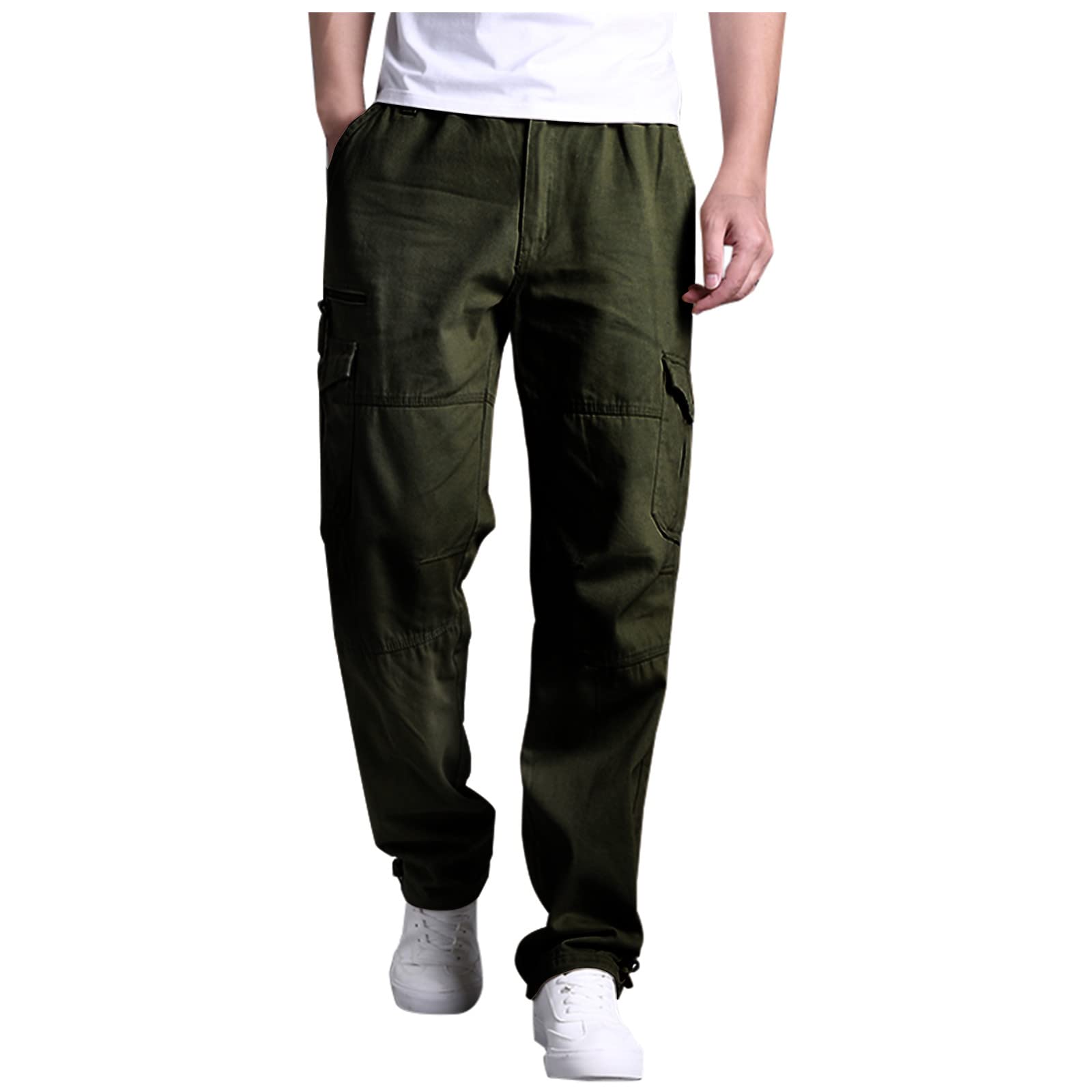 **Men's Tactical Cargo Pants - Elastic Waistband, Durable Work Pants for Outdoor & Hiking - Plus Size Military Style Trousers for Work, Camping & Adventure**