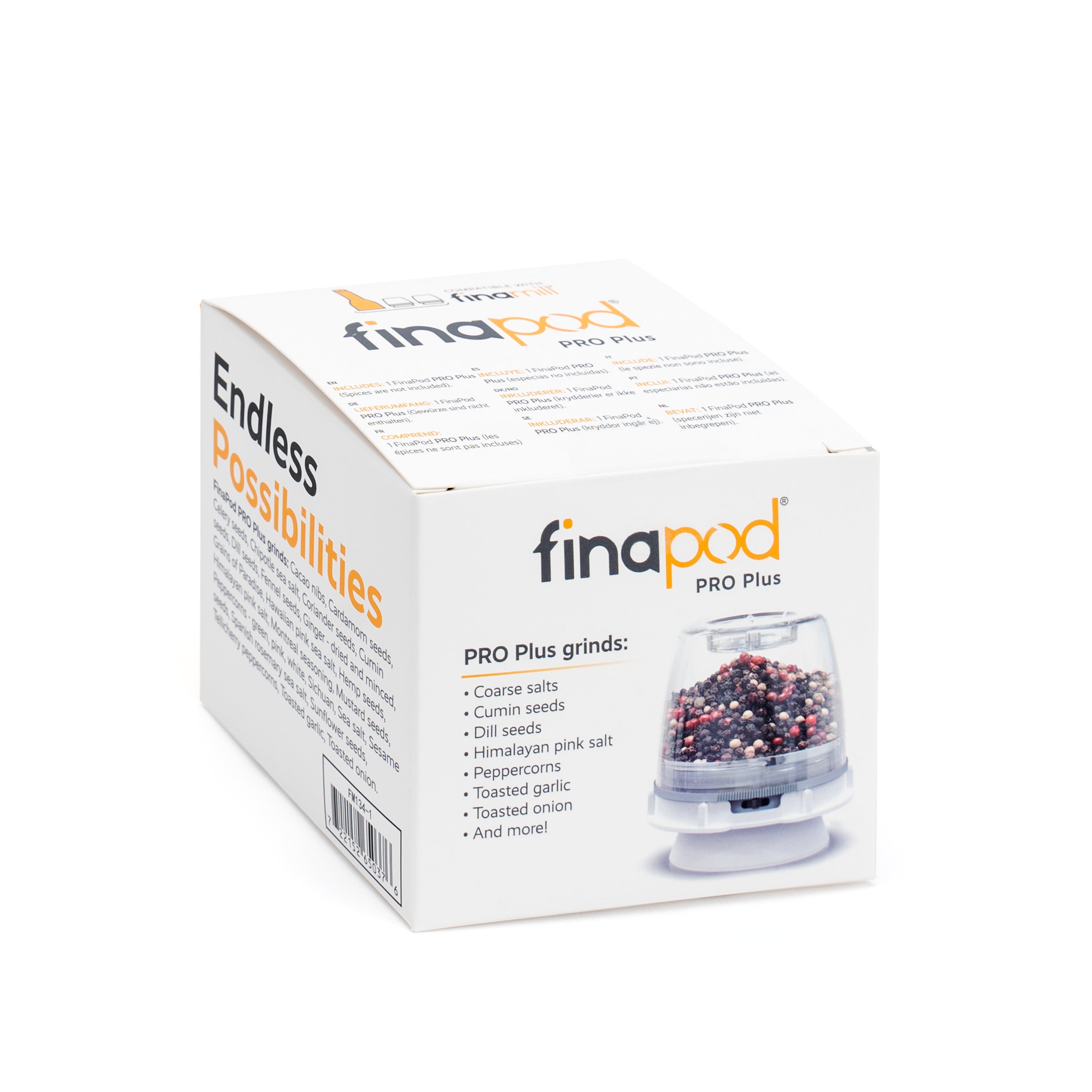 FinaMill FinaPod Pro Plus Spice Grinder - Premium Electric Herb & Spice Mill with Removable Pods - Perfect for Freshly Ground Pepper, Salt, Coffee & Seasonings in Kitchen, Camping & Travel