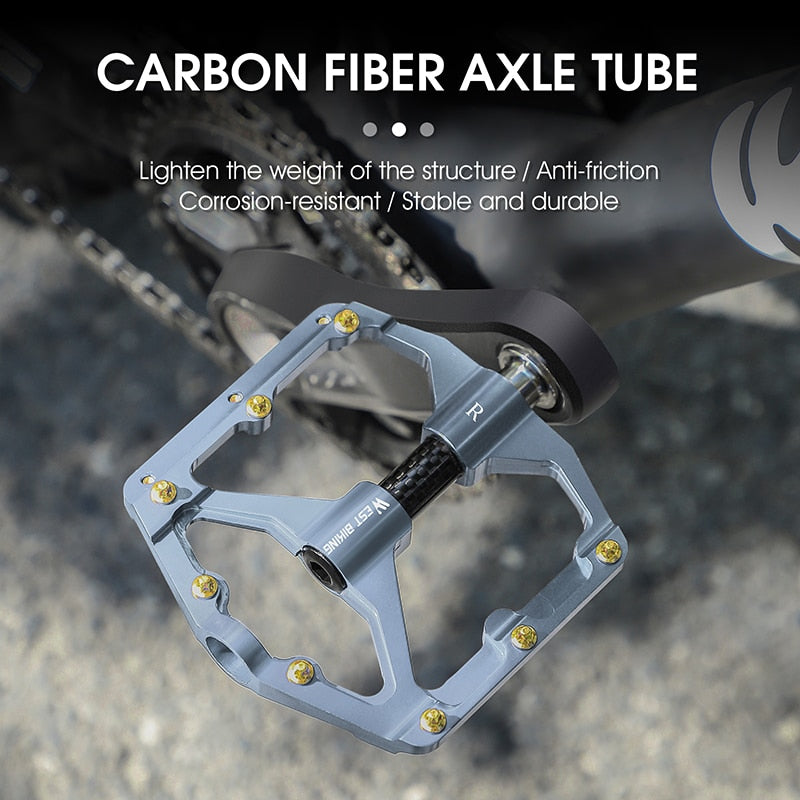 Premium 3-Bearing Ultralight Carbon Fiber Bike Pedals - Road/BMX/MTB Flat Pedals for Cycling Enthusiasts | Durable Specialized Bicycle Parts for Commuting, Racing & Mountain Trails