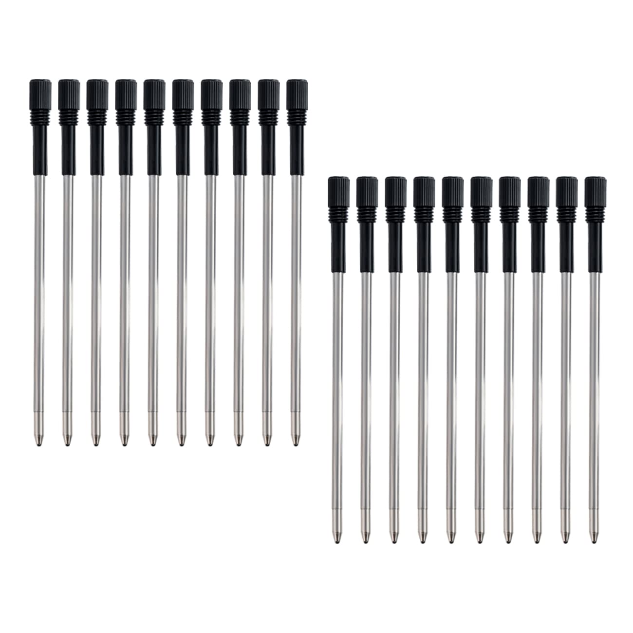 PASISIBICK 20 Pack Metal Beadable Pen Refills - 3.15 Inch Replaceable Ballpoint Pen Refills with Smooth Black Ink (20 Pieces) - Perfect for Journaling, Note Taking & Office Supplies