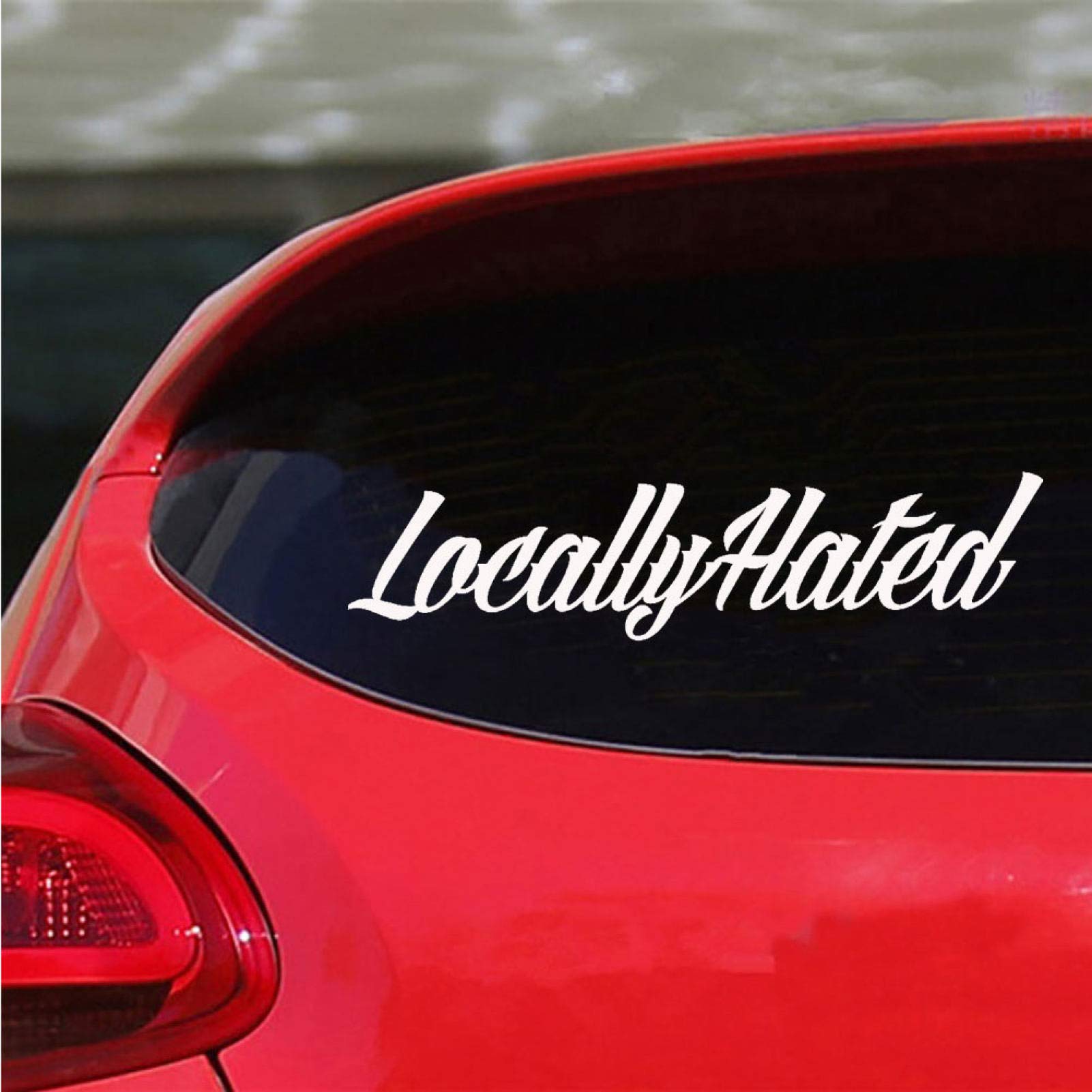 Locally Hated Reflective Car Decal Sticker - Black Vinyl Lettering for Auto Body & Windows | Durable Vehicle Decoration for Trucks, Cars & SUVs - Perfect for Pranksters & Car Enthusiasts