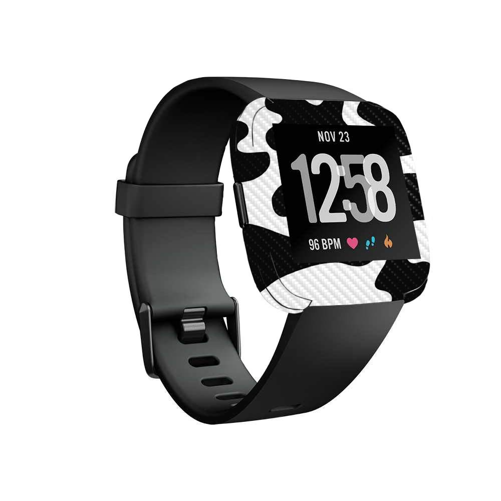 MightySkins Carbon Fiber Skin for Fitbit Versa - Stylish Cow Print Design | Durable Protective Cover with Textured Finish | Easy to Apply & Remove | Made in USA | Perfect for Workouts, Daily Wear & Fashion Accessories