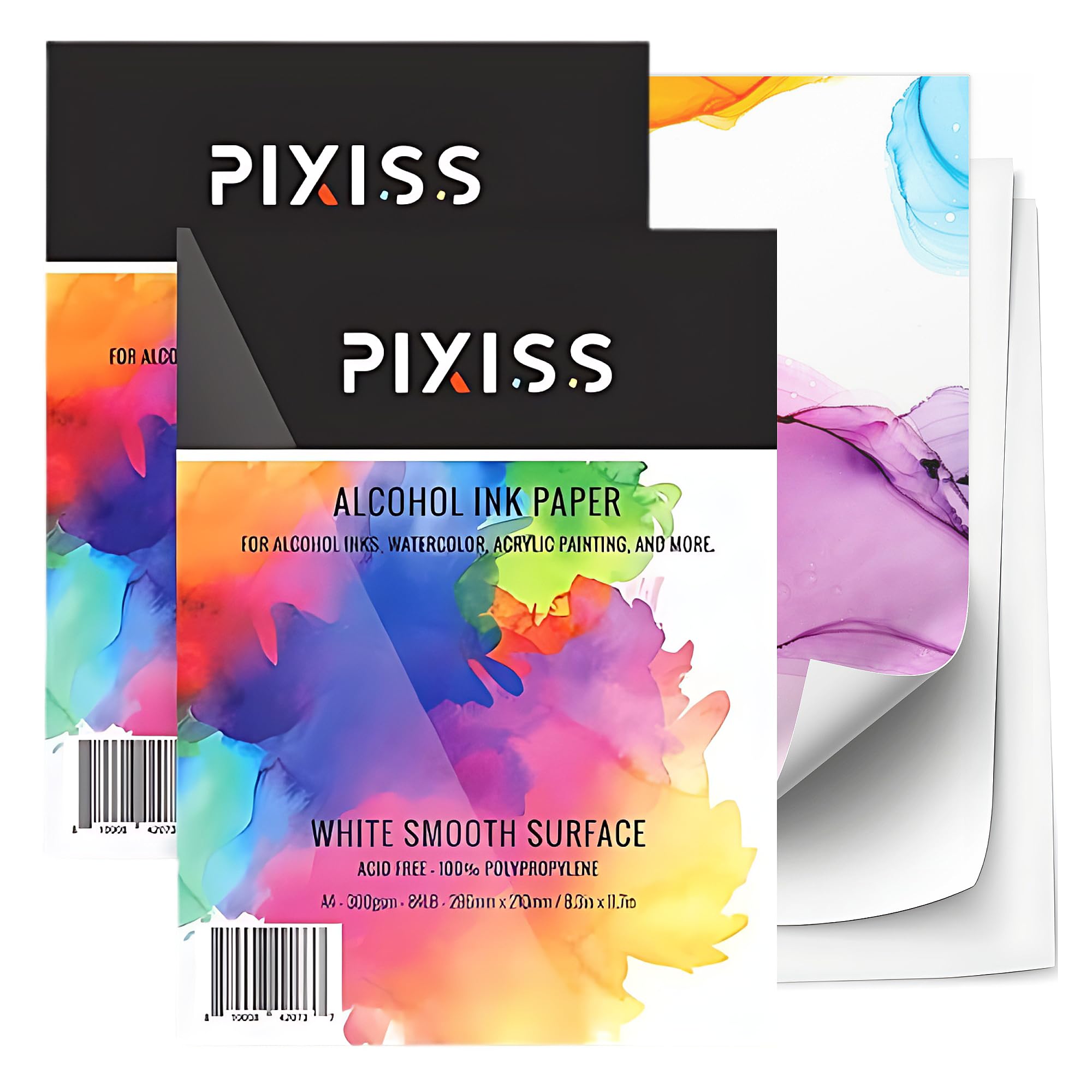 Premium White Alcohol Ink Paper - 50 Sheets Heavyweight 300gsm A4 (8x12 Inches) Art Paper for Alcohol Ink, Watercolor & Mixed Media - Ultra Smooth Synthetic Surface - Perfect for DIY Crafts, Card Making & Fluid Art Projects