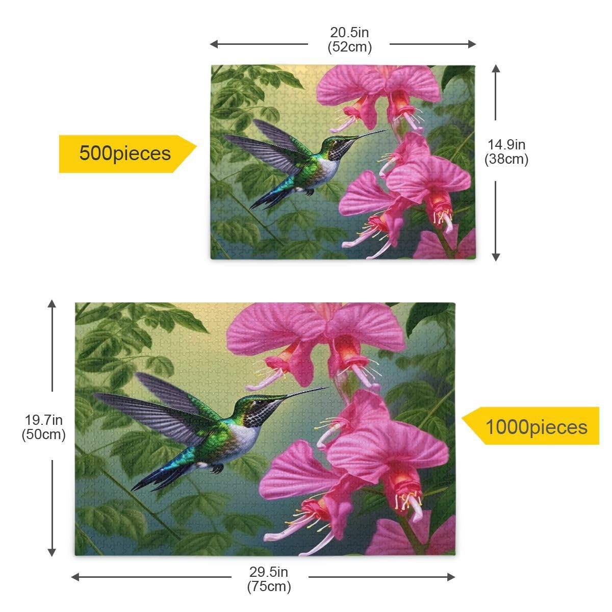 500 Piece Hibiscus Hummingbird Jigsaw Puzzle - Fun & Challenging Puzzle for Kids & Adults - Perfect Family Game Night Activity, Birthday Gift & Home Decor