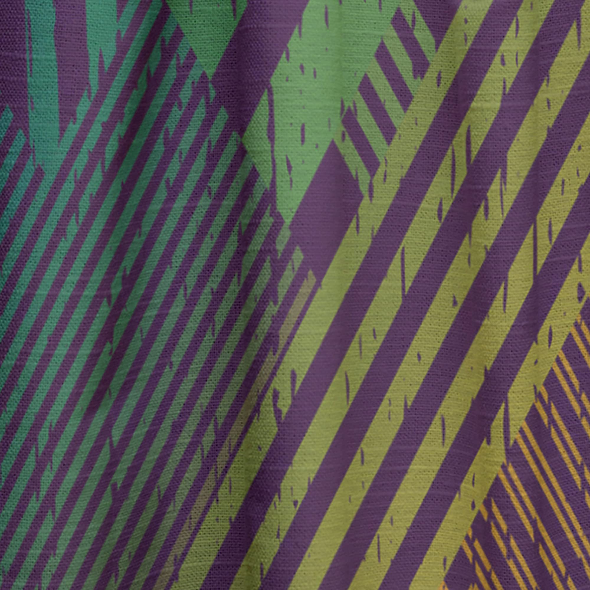 Grungy Geometric Abstract Curtains in Green, Yellow & Blue - Thermal Insulated Single Panel (52x120 inches) for Bedroom & Living Room - Modern Window Drapes for Home Decor & Light Blocking