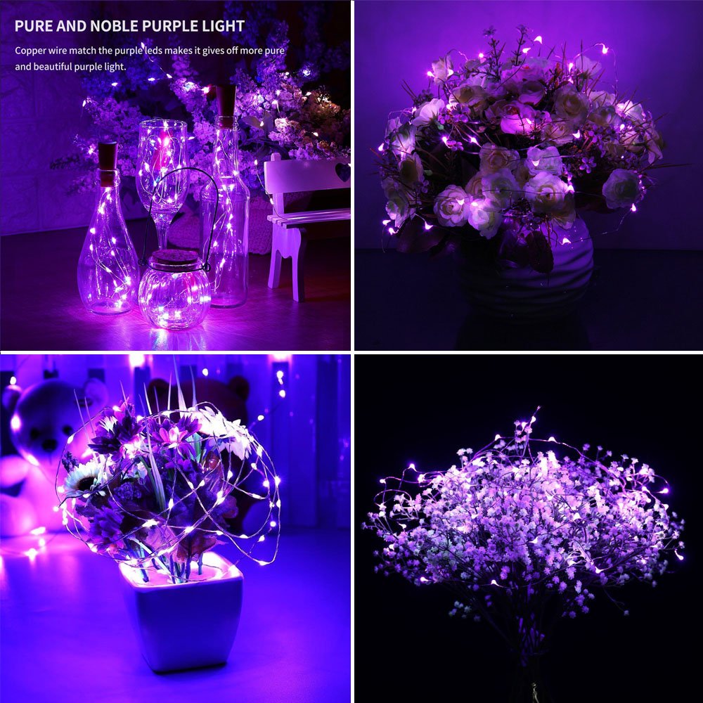 Dimmable LED String Lights 99ft 300 LED Waterproof Purple Fairy Lights with Remote Control - Indoor Outdoor Decorative Copper Wire Lights for Bedroom, Patio, Garden, Yard, Party & Wedding Decorations