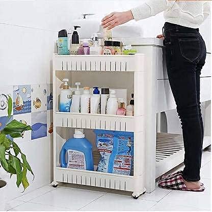 Orrda 3-Tier Slim Space Saving Storage Organizer Shelf with Wheels - Kitchen, Bathroom, Bedroom Organizer Rack for Spices, Toiletries & Home Essentials (White) | Perfect for Small Spaces & Clutter-Free Organization