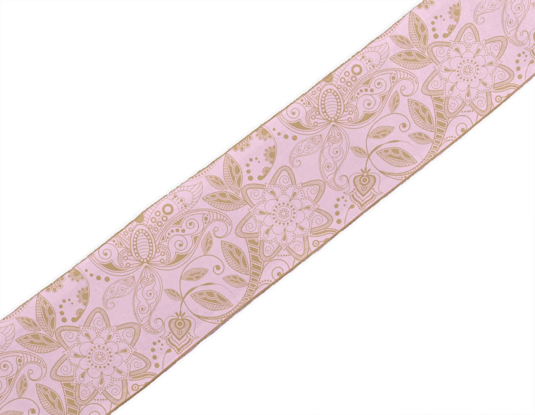 IBA Indianbeautifulart Pink Leaves & Floral Artistic Printed Velvet Ribbon Trim - 9 Yards, 4 Inches Wide - Premium Fabric Lace for Crafts, Sewing, DIY Accessories | Perfect for Home Decor, Gift Wrapping & Fashion Projects