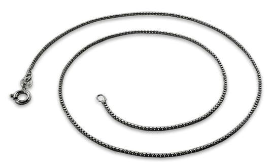 1MM Black Rhodium Plated Sterling Silver Box Chain Necklace for Men & Women - Perfect for Layering, Everyday Wear & Gifts