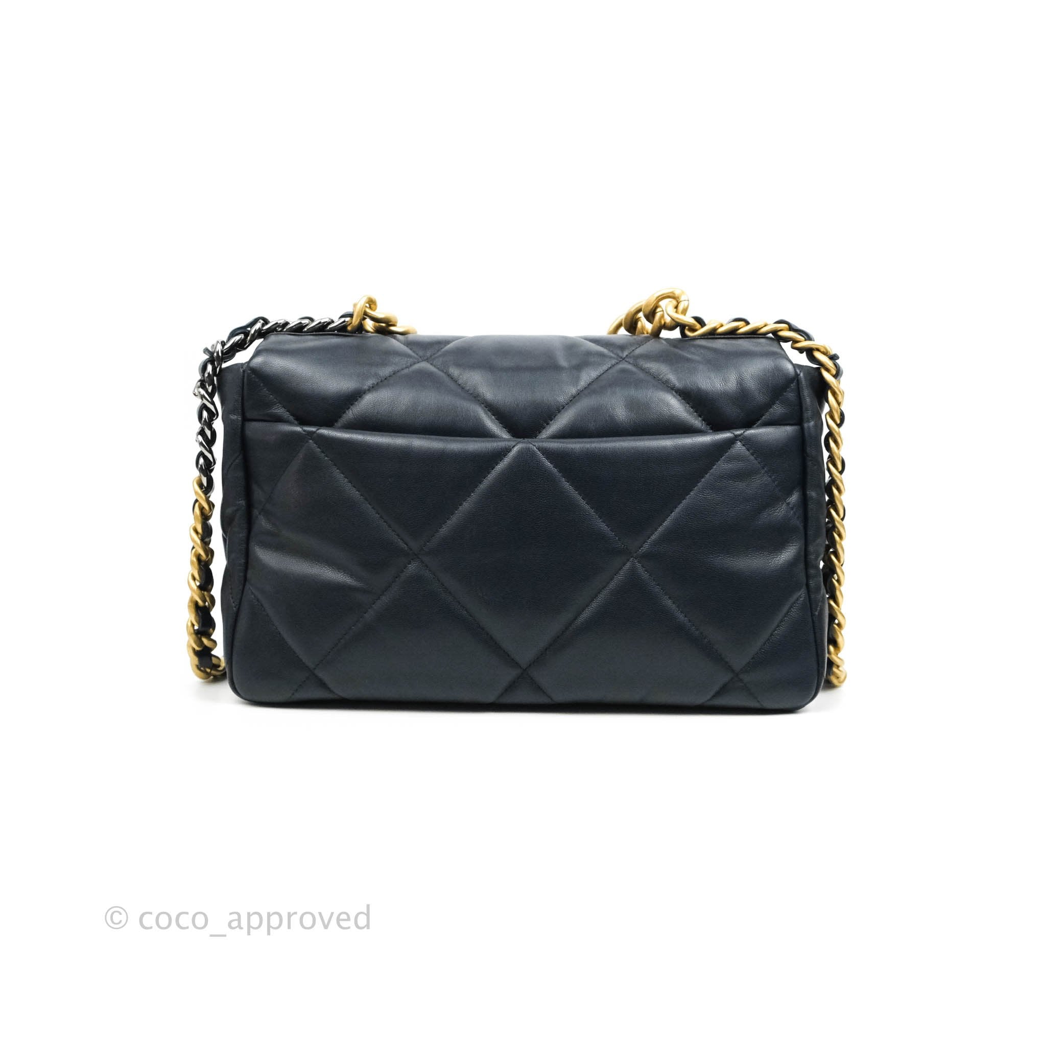 Chanel 19 Medium Flap Bag in Navy Goatskin Leather with Mixed Hardware - Perfect for Work, Travel & Evening Events