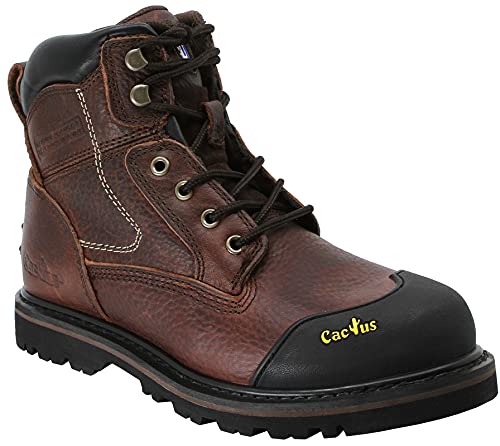 CACTUS Men's 6060 6-Inch Work Boots - Oil-Resistant Rubber Outsole, Full Grain Leather, Protective Rubber Toe Guard - Ideal for Flooring, Carpeting & Industrial Work Safety
