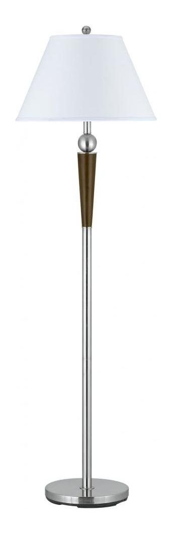 Modern Brushed Steel and Wood Hotel-Style 1 Light Floor Lamp - Elegant Living Room, Bedroom, or Office Lighting for Home Decor