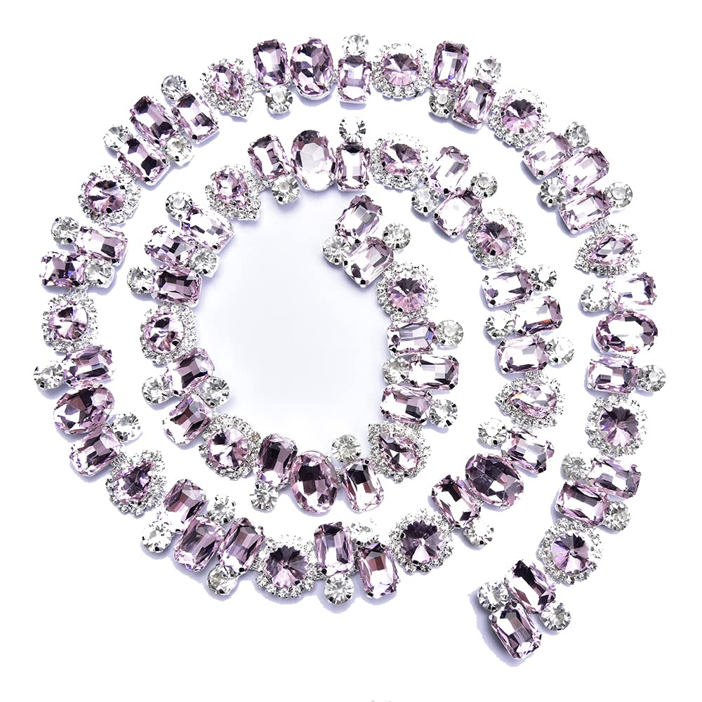 XINMILI 1 Yard Pink Rhinestone Claw Chain - 2.2CM Wide Crystal Trim for DIY Necklace, Clothing, Luggage & Accessories | Wedding, Party, Fashion Decoration