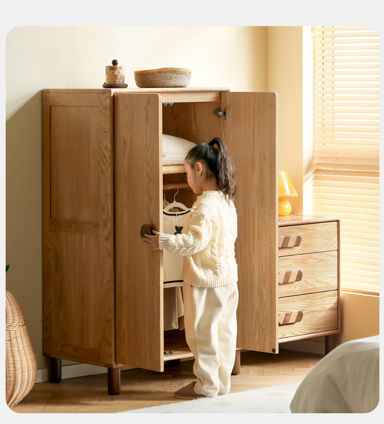 Solid Oak Wood Wardrobe Bookcase - Free Combination for Bedroom, Living Room, and Office Storage
