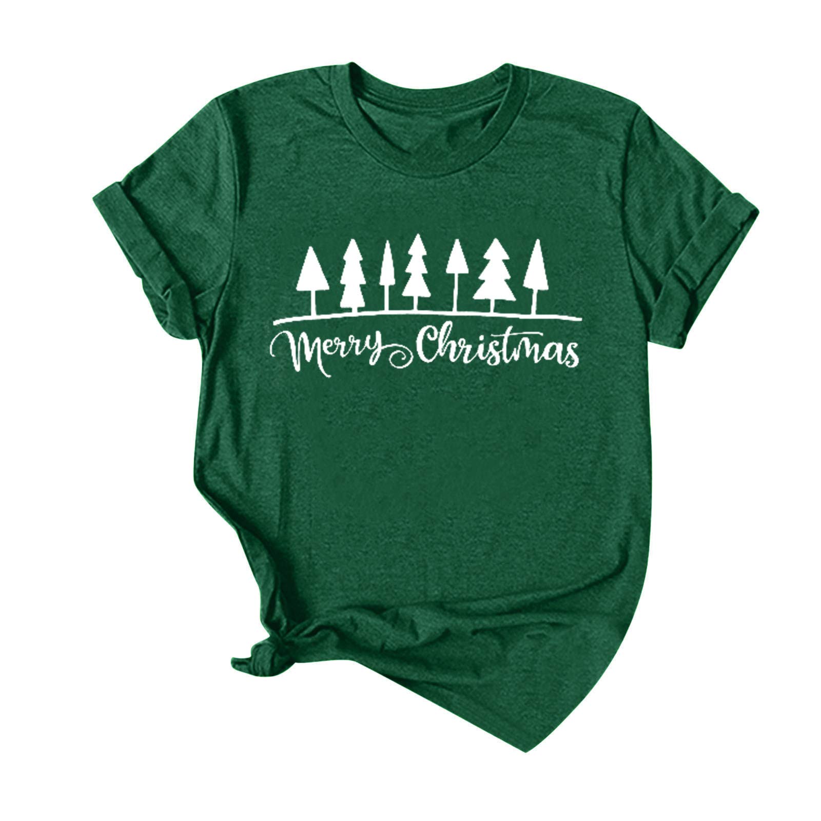 Women's Round Neck Loose Fit Christmas Print T-Shirt - Long Sleeve Casual Top for Holiday Parties, Family Gatherings & Winter Outfits