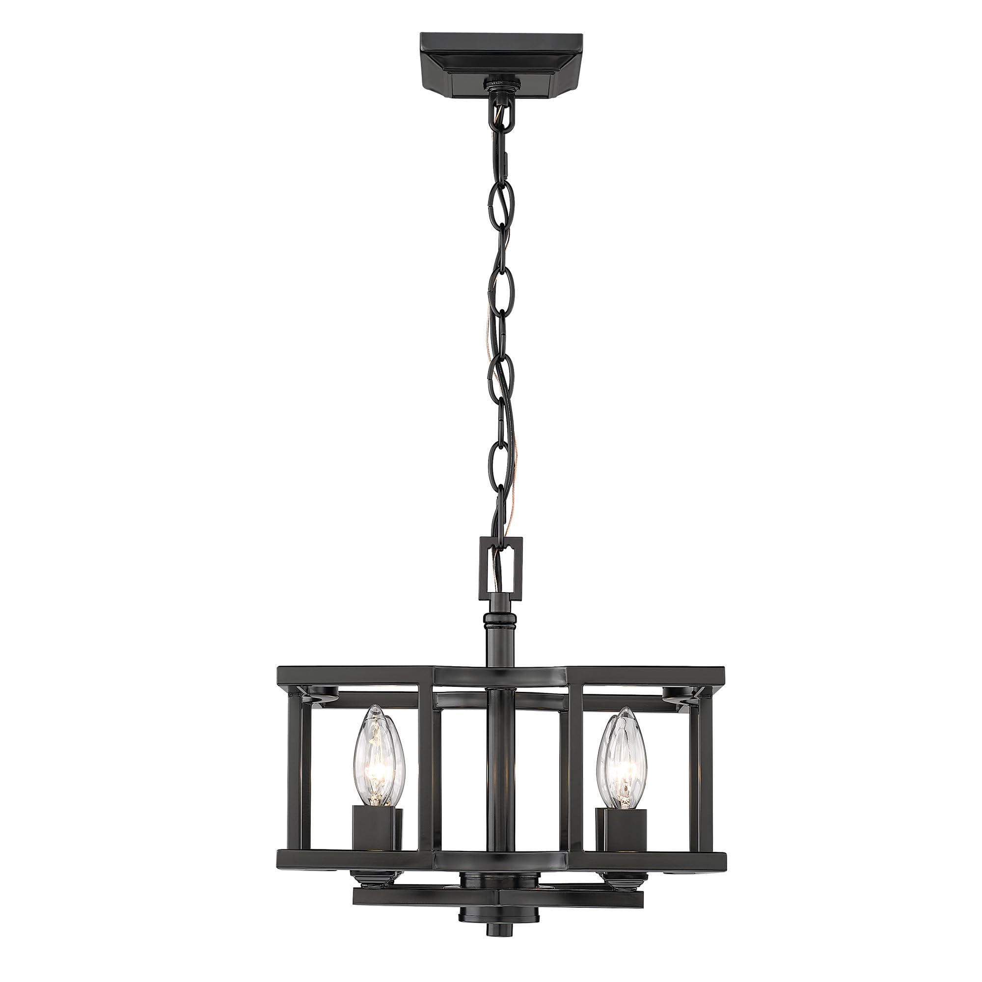 Golden Lighting Bellare Semi-Flush Mount Ceiling Light Fixture - Convertible Flush Mount or Pendant Light for Kitchen Island, Dining Room, Bedroom & Hallway Lighting
