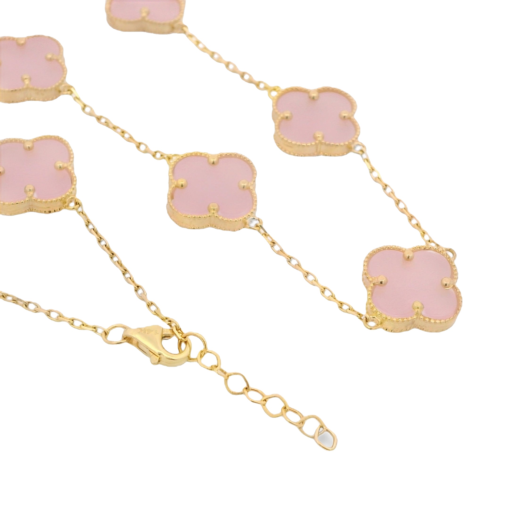 14K Gold Pink Clover Choker Necklace for Women - Elegant Dainty Jewelry Gift for Her - Perfect for Valentine's Day, Anniversary & Special Occasions