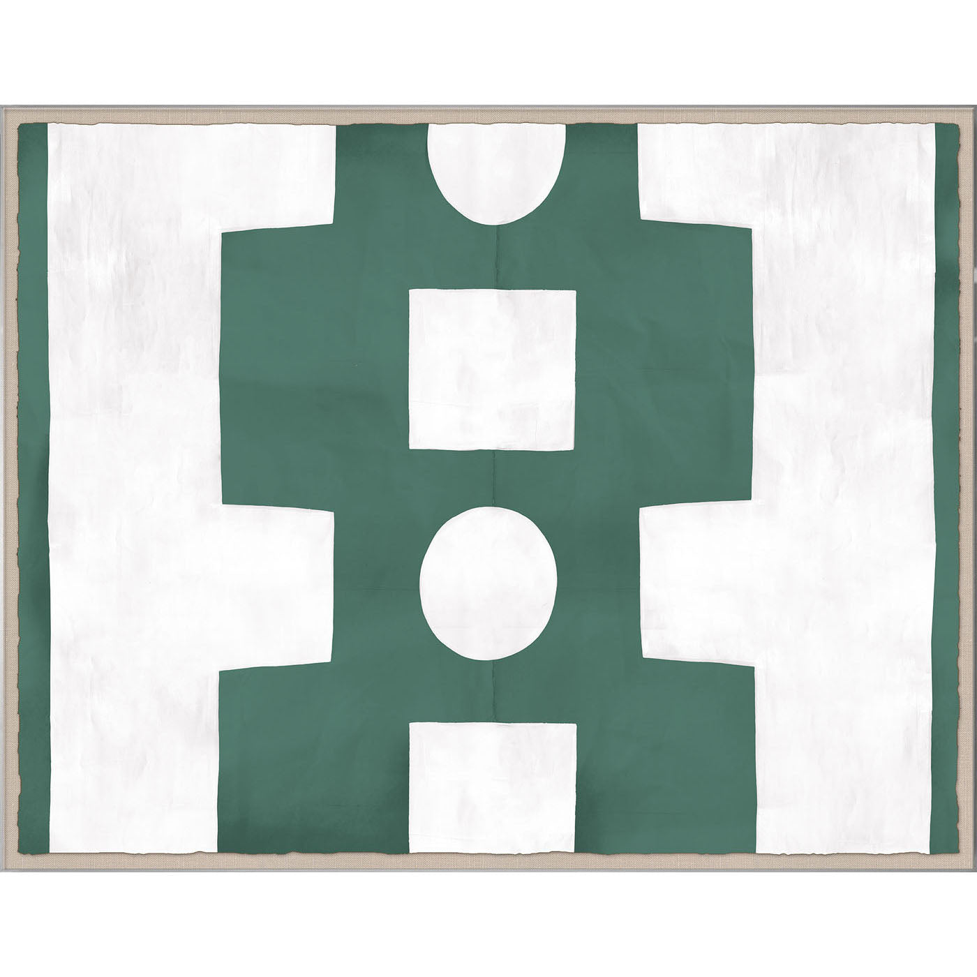 Paule Marrot Green and White Abstract Art Print - Modern Wall Decor for Living Room, Bedroom & Office