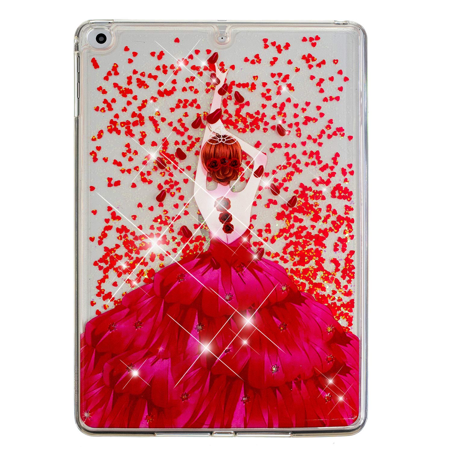 Liquid Glitter Slim Soft TPU Case for iPad Air/Air 2 & iPad 5/6 (9.7 Inch) - Sparkle Quicksand Moving Design, Anti-Scratch Protective Cover (Model: A1822, A1823, A1893, A1954, A1474, A1475, A1476, A1566, A1567) - Perfect for School, Work, Travel & Everyday Use
