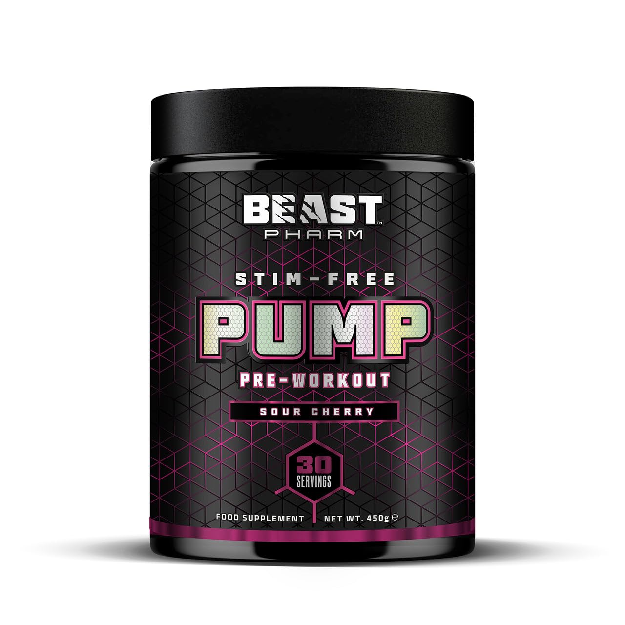 Beast Pharm STIM FREE PUMP Pre Workout Powder 450g - Sour Cherry Flavor | Nitric Oxide Booster for Muscle Pumps & Endurance | Ideal for Gym, Bodybuilding & Fitness Training