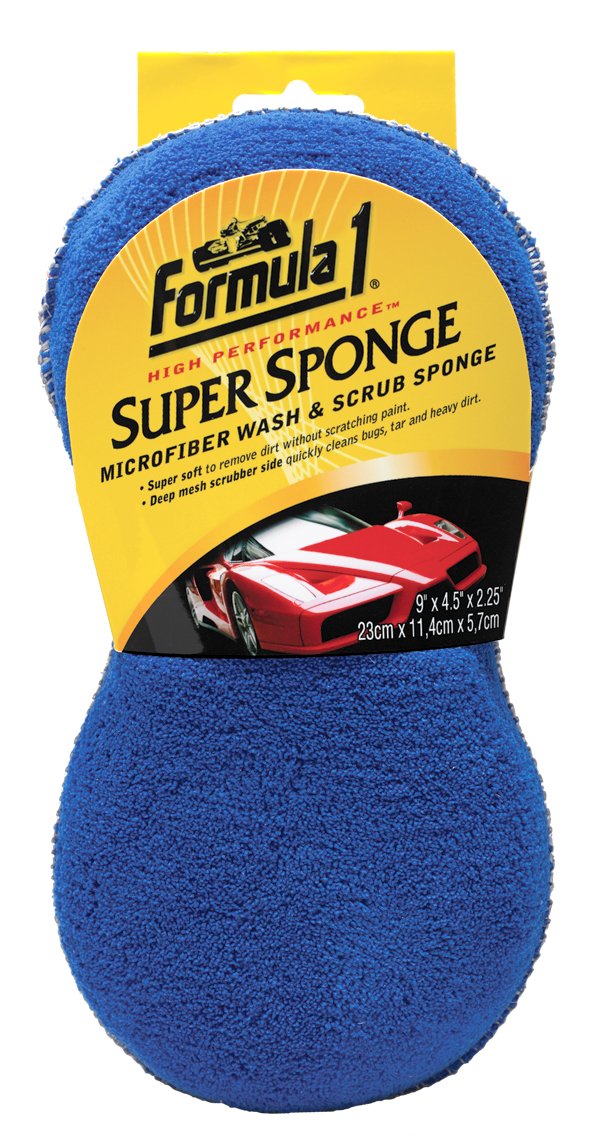 Premium Formula 1 Super Car Wash Sponge - Dual-Sided Microfiber Sponge with Mesh Scrubber for Deep Cleaning - Durable Auto Detailing Sponge for Cars, Trucks & SUVs - Perfect for Hand Washing, Wax Application & Paint Protection