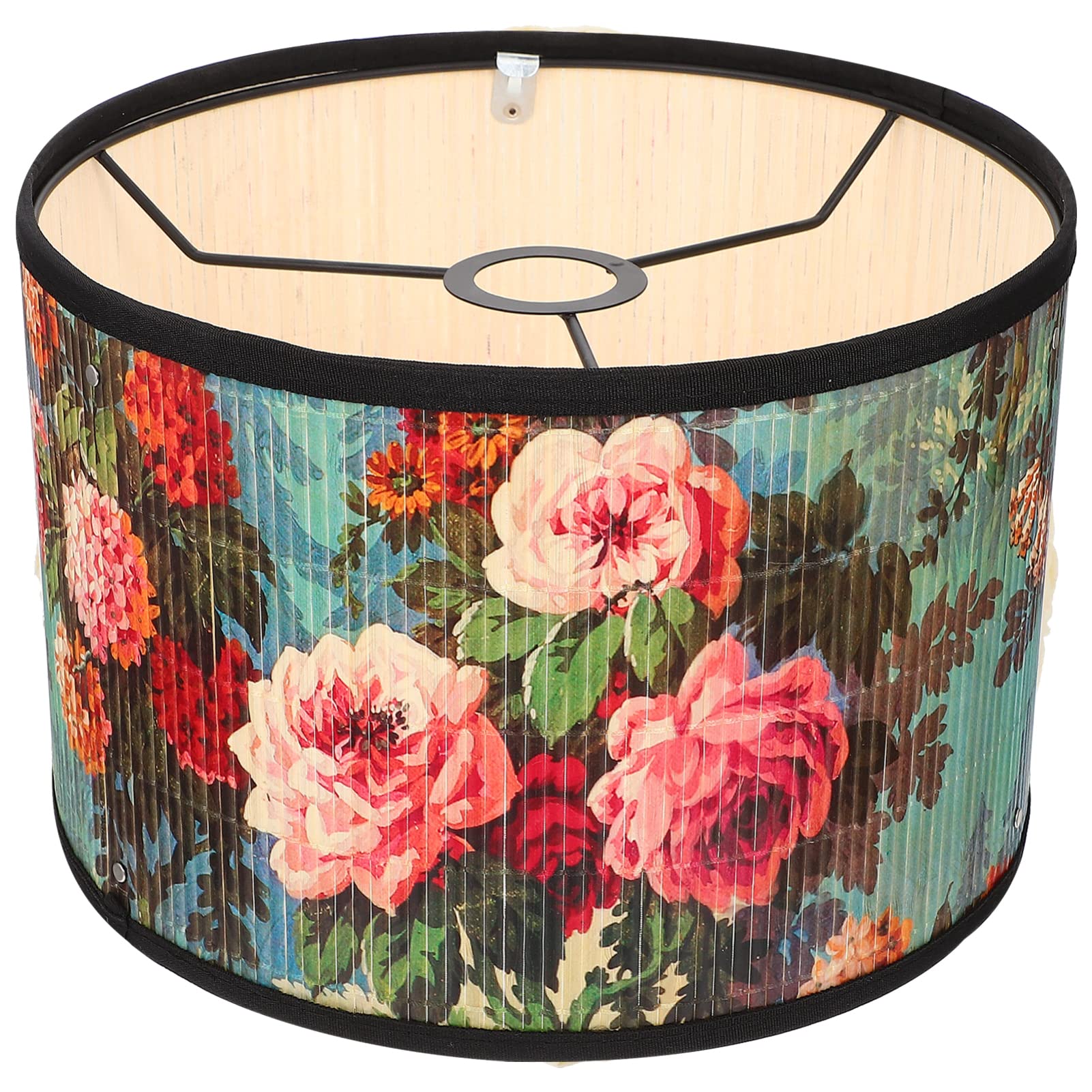 Vintage Floral Drum Wood Lampshade Cover - Replacement Light Shade for Chandelier, Floor & Table Lamps - Perfect for Bedroom, Living Room & Home Decor