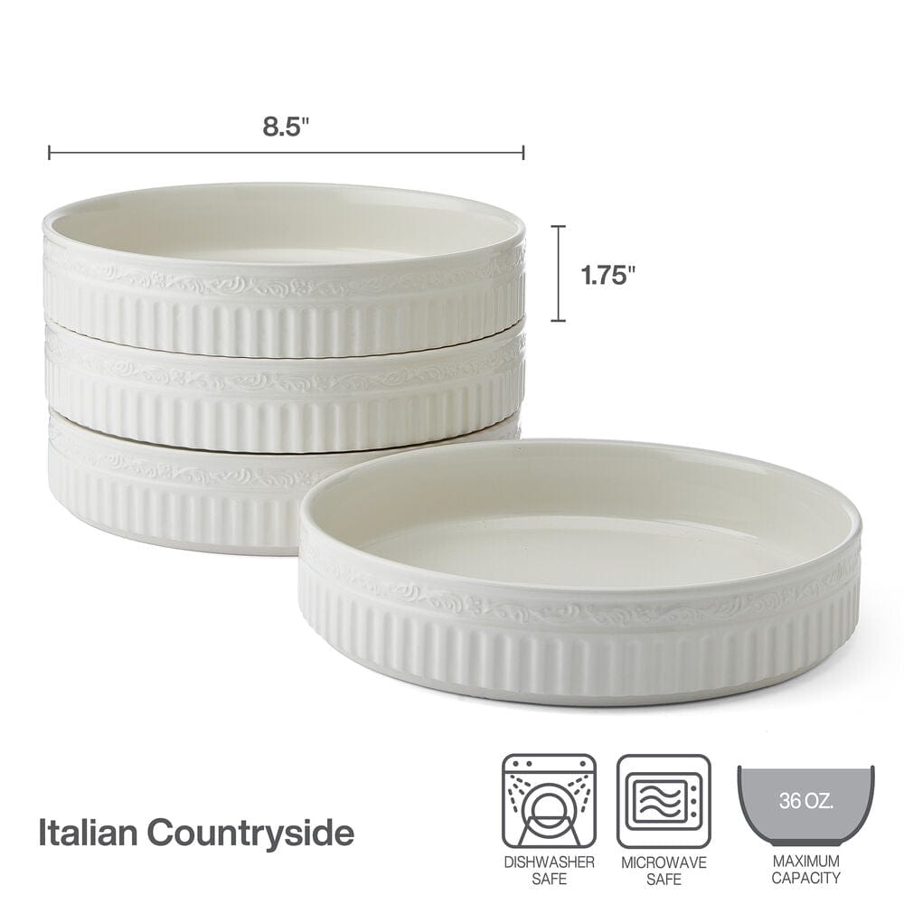Italian Countryside® 30th Anniversary Set of 4 Stackable Pasta Bowls - Perfect for Dining, Entertaining & Kitchen Storage