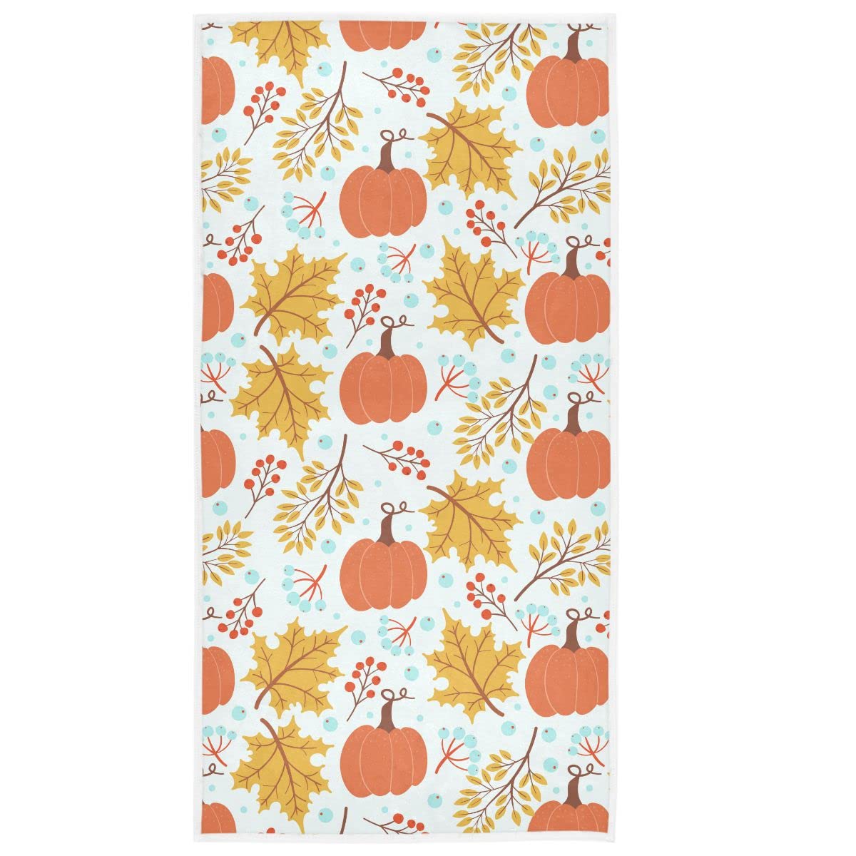 Wamika Pumpkin Maple Leaves Bath Towel Set - Highly Absorbent Hand, Shower & Kitchen Towels for Gym, Bathroom - Perfect for Autumn Decor, Thanksgiving & Everyday Use