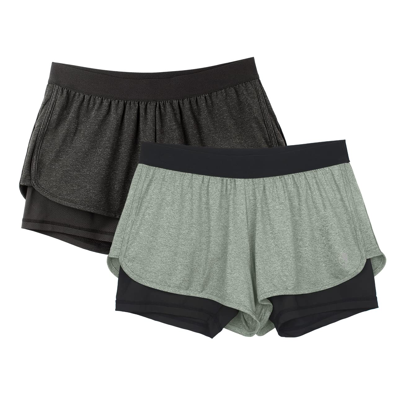 Icyzone Women's 2-in-1 Running & Yoga Shorts - High Waist Athletic Workout Shorts with Built-in Liner for Gym, Jogging, Pilates & Outdoor Activities