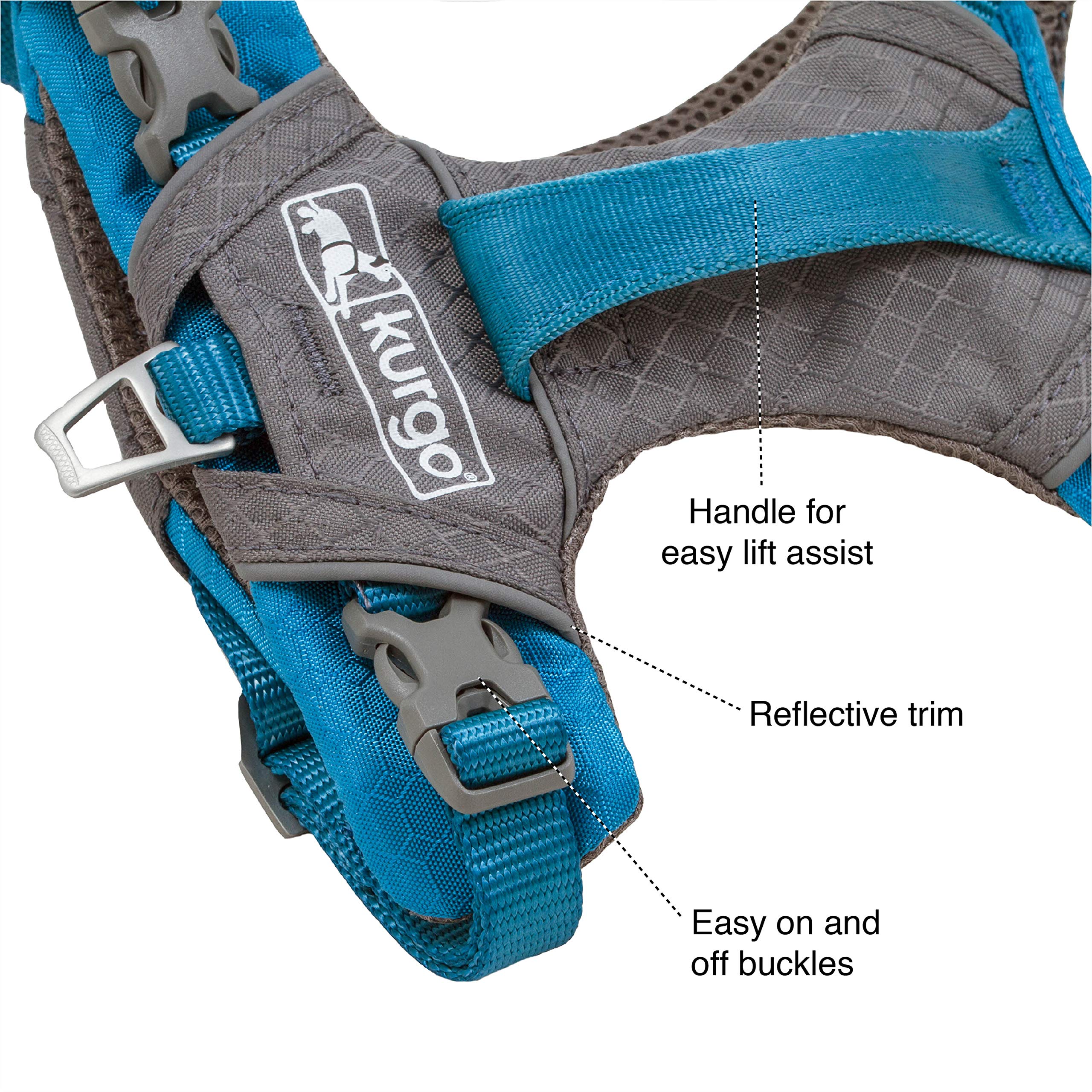 Kurgo K01937 Reflective Dog Harness for Small, Medium & Large Active Dogs - Breathable Journey Air Pet Harness for Hiking, Running & Walking - Red/Grey (2018 Model) - Perfect for Outdoor Adventures & Daily Use