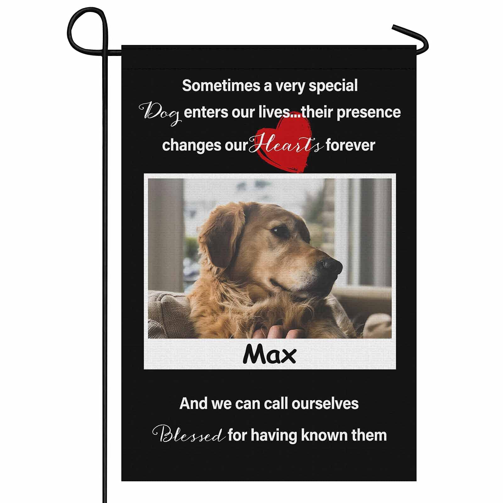 Custom Memorial Garden Flag for Pets - Personalized Dog Heart Design 12.5x18 Inch - House Welcome Yard Flag for Outdoor Decor & Pet Loss Remembrance