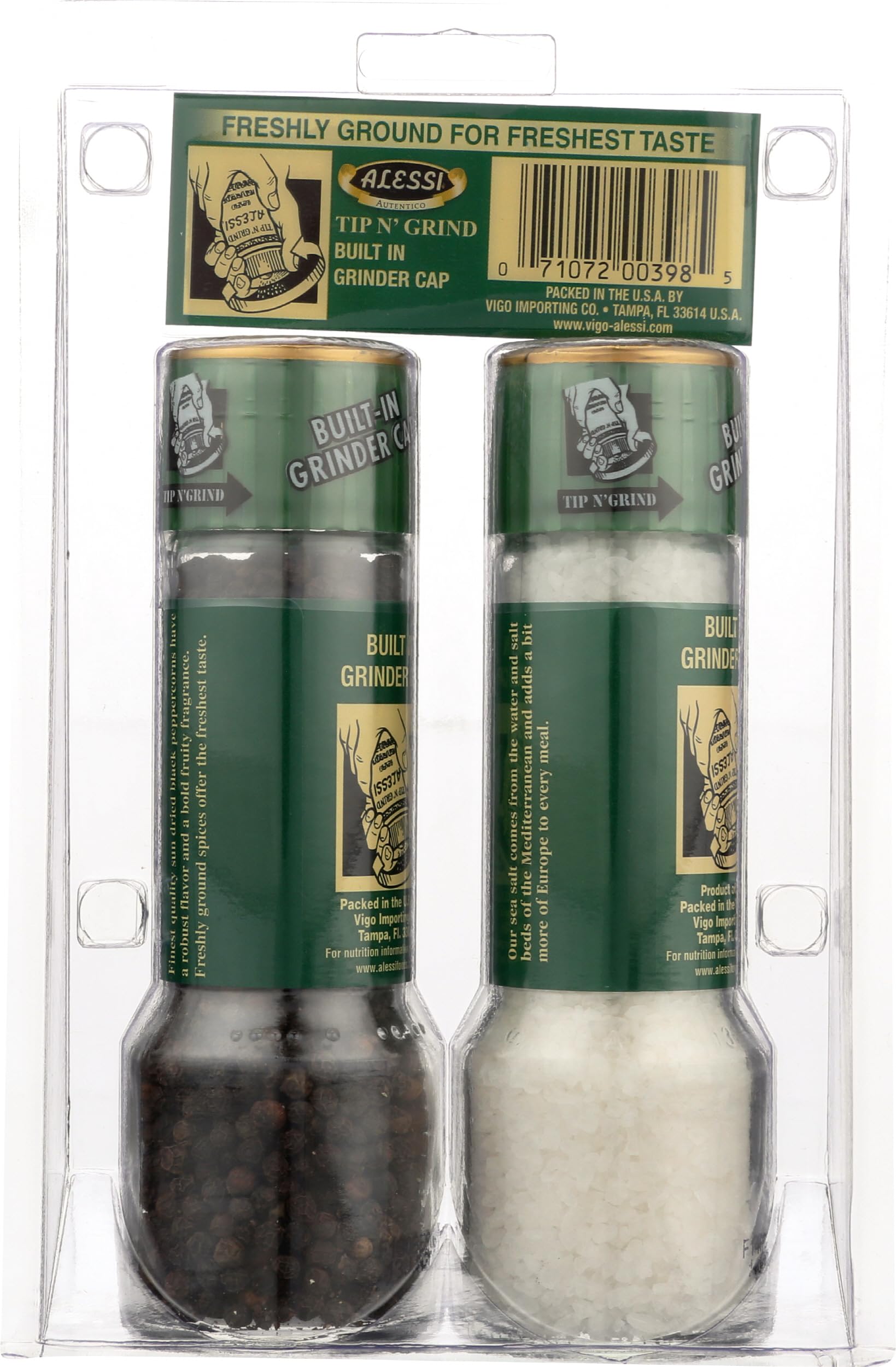 Premium ALESSI Salt and Pepper Grinder Set - 2-Piece Stainless Steel Mill for Freshly Ground Spices - Perfect for Kitchen, Dining Table, and Gourmet Cooking