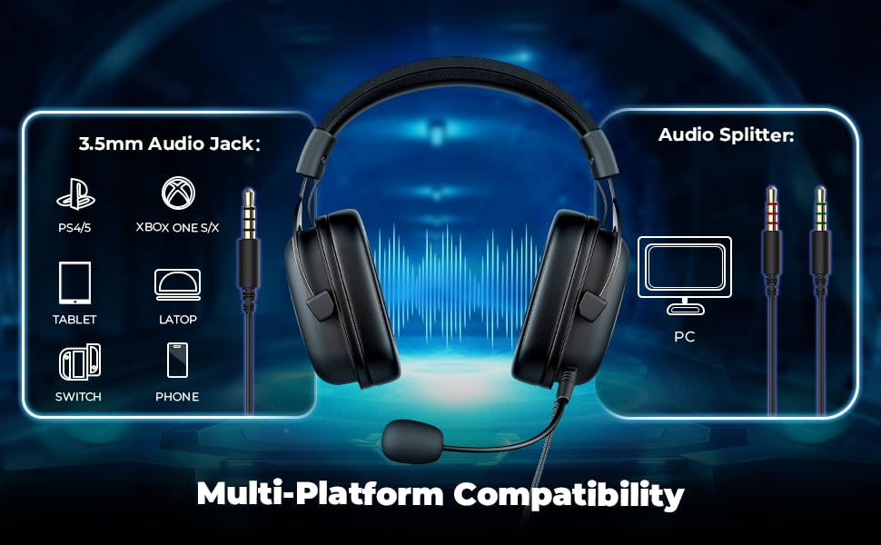 Havit H2002D Gaming Headset with 50MM Drivers & Mic - Noise Cancelling Over-Ear Headphones for PS5, PS4, PC - Durable Aluminum Frame - Perfect Valentine's Gift for Gamers & Men (Great for FPS, Racing & Online Gaming)
