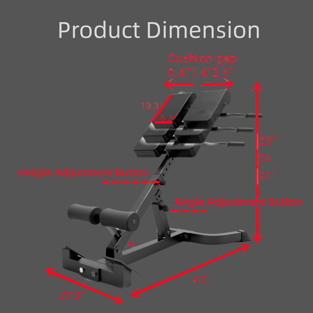 ComMax Foldable Roman Chair - Adjustable Back Extension Bench for Home Gym, Glute & Core Workout - Perfect for Strength Training & Fitness Exercises