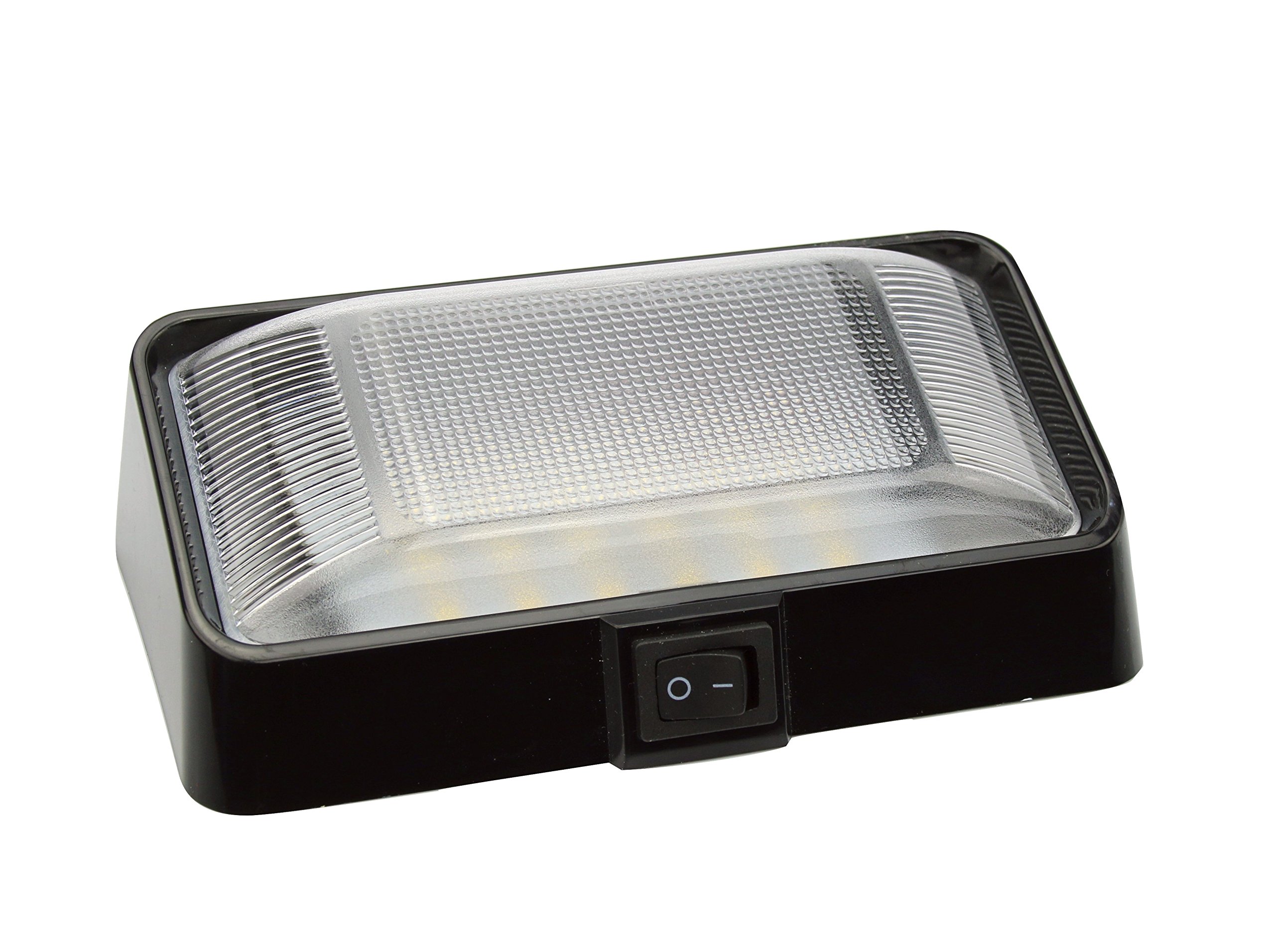12V Waterproof LED Porch Light with Switch - 300 Lumens Black Exterior/Interior Light for RV, Truck, Trailer, Automobile & Utility Vehicles - Perfect for Outdoor Camping, Garage Lighting & Nighttime Safety