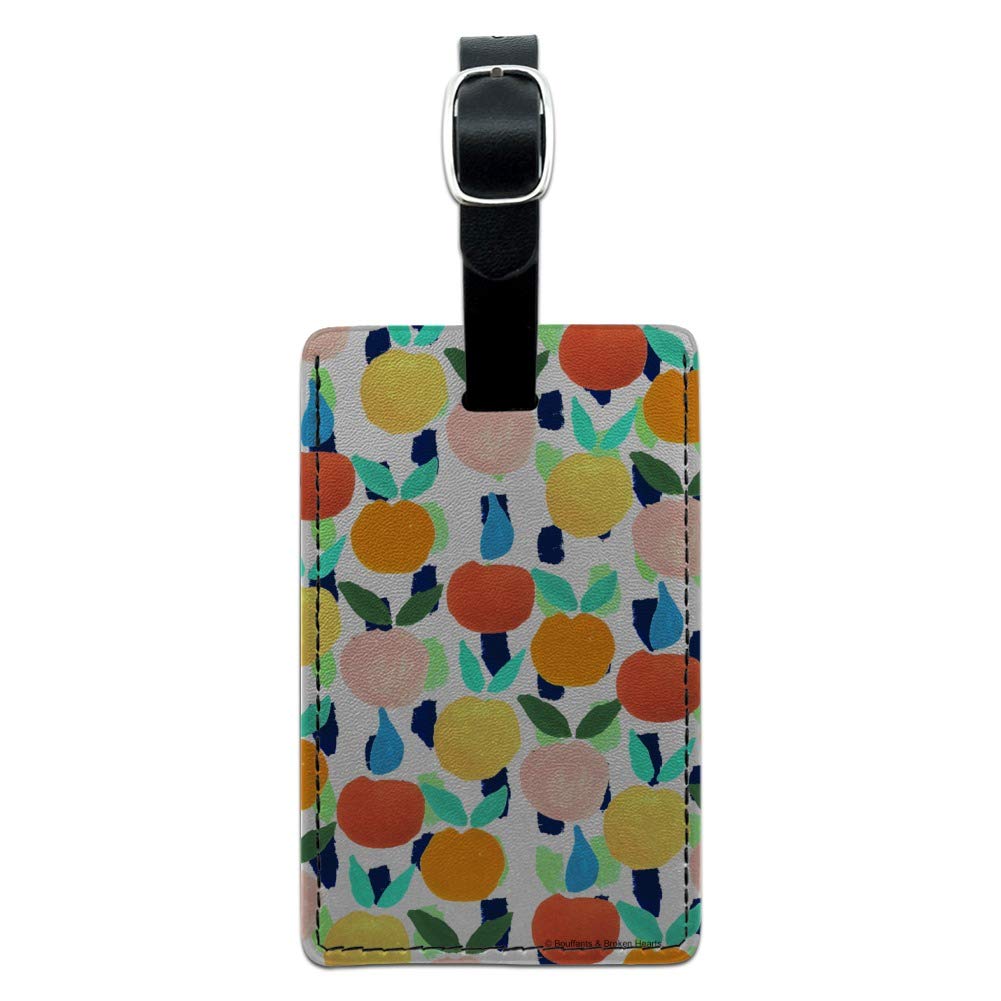 Vibrant Citrus Tropical Fruits Design Leather Luggage Tag - Durable Rectangle ID Card Holder for Travel Bags, Suitcases & Backpacks - Perfect for Vacation, Business Trips & Personalized Identification