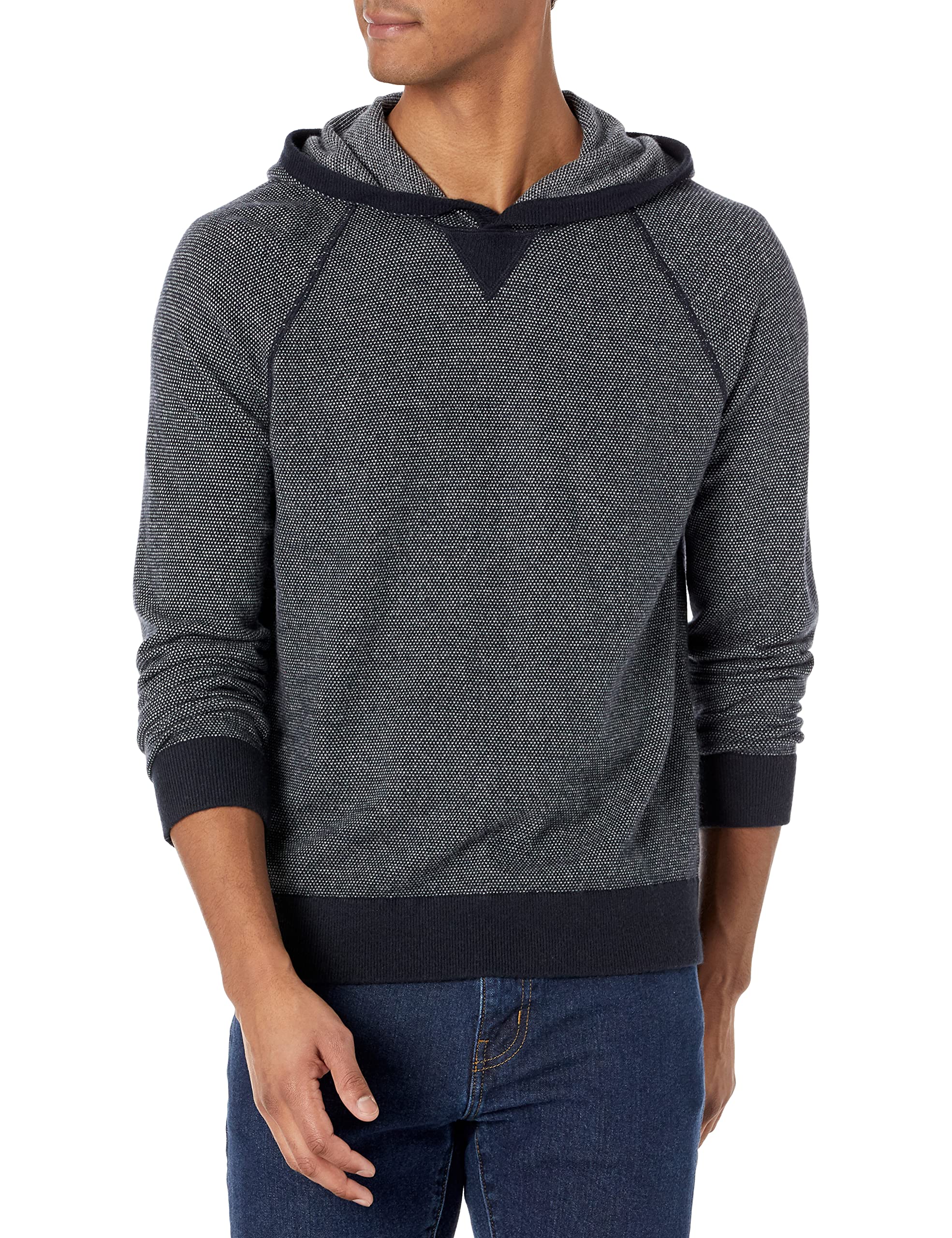 Vince Men's Birdseye Raglan Popover Hoodie - Soft Cotton Blend Pullover Sweatshirt for Casual Wear & Street Style | Gym, Lounge, Weekend Outfits