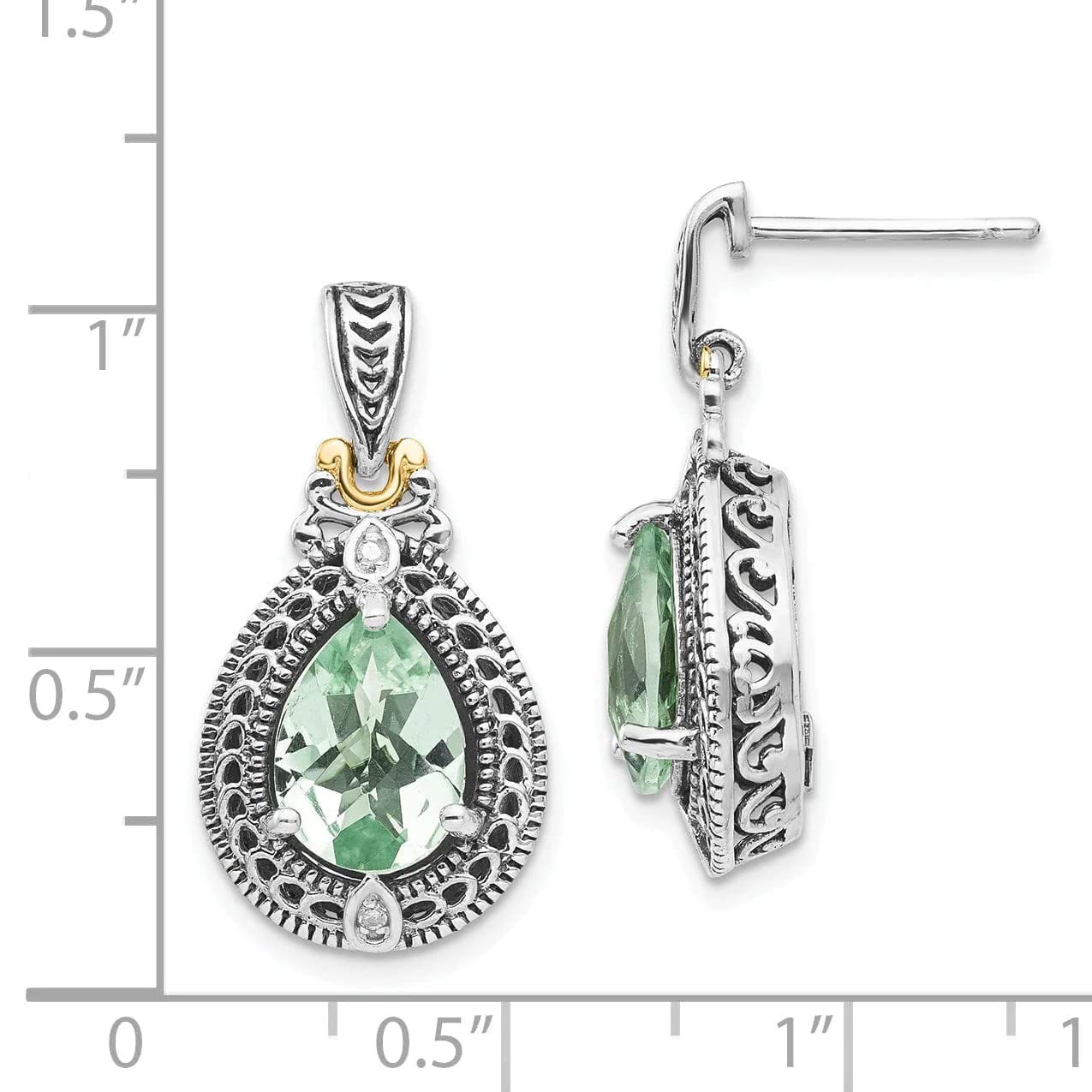 Sterling Silver Gold Diamond Quartz Earrings for Women - Elegant Dangle Drop Earrings for Party, Wedding & Everyday Wear