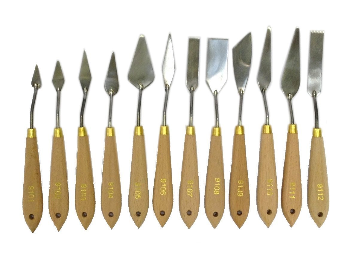 12-Piece Professional Artist Palette Knife Set - Stainless Steel Painting Tools for Oil & Acrylic - Perfect for Canvas Art, Texture Creation & Mixed Media Projects