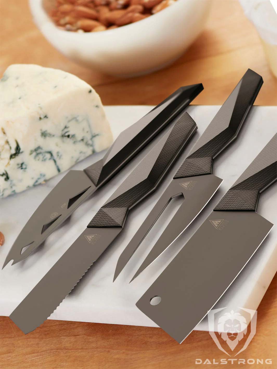 Premium 4-Piece Cheese Knife Set - Shadow Black Series - NSF Certified - Dalstrong - Perfect for Cheese Boards, Charcuterie & Entertaining