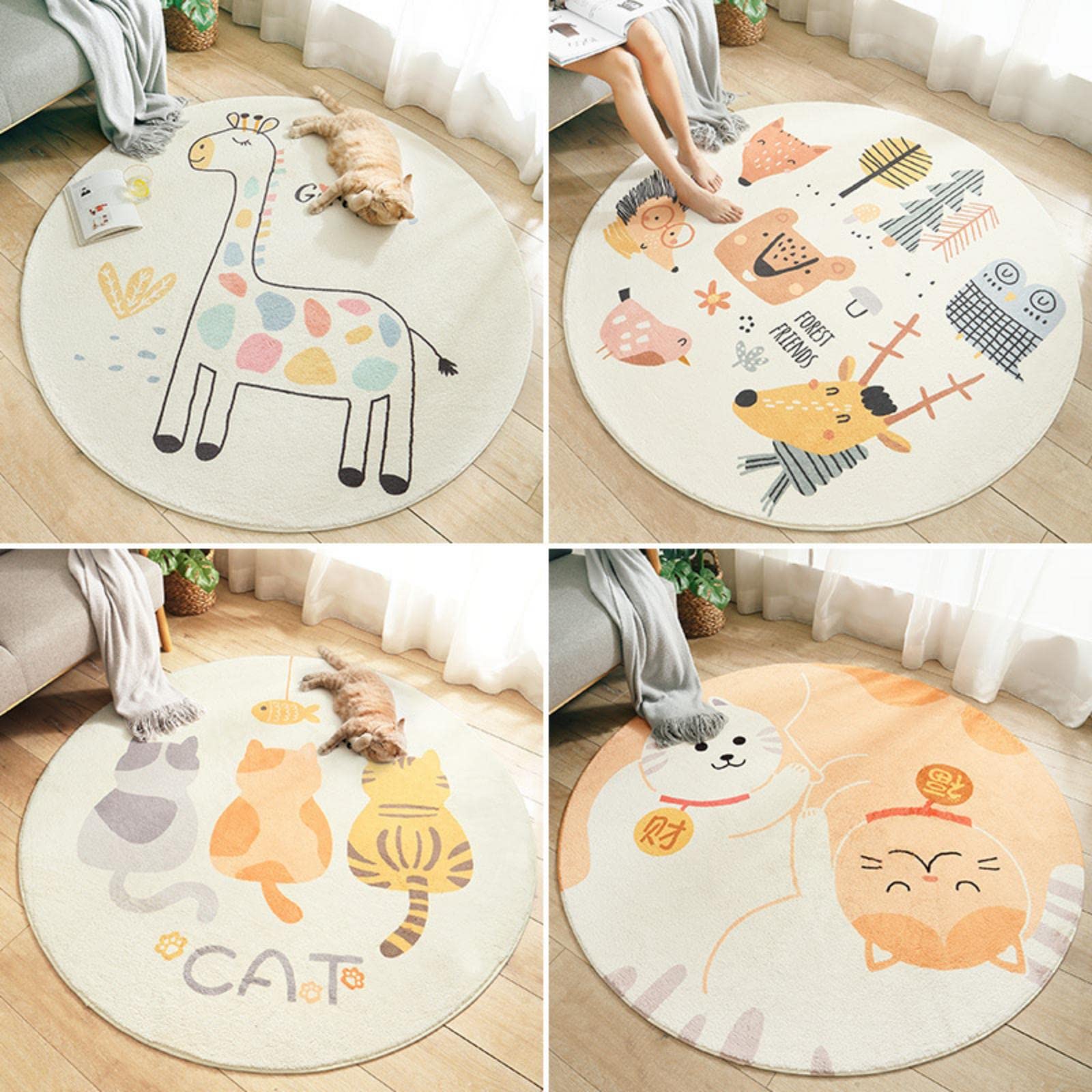 **MOJUN 5.2Ft Lion Kids Carpet - Soft Plush Non-Slip Round Play Mat for Nursery, Bedroom & Playroom - Animal Themed Crawling Rug for Toddlers - Perfect for Playtime, Decor & Safety (Grey)**