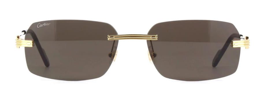 Cartier CT0271S 001 Grey/Gold Rimless Rectangle Men's Sunglasses - Luxury Designer Shades for Men, UV Protection, Stylish & Lightweight - Perfect for Driving, Travel & Outdoor Activities
