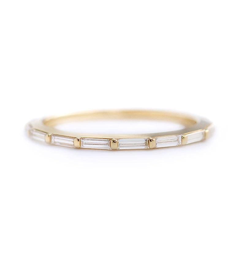 Eternity Baguette Diamond Band Ring for Women - 14K White Gold Wedding Anniversary Stackable Ring - Perfect for Bridal Jewelry, Engagement Gift & Special Occasions