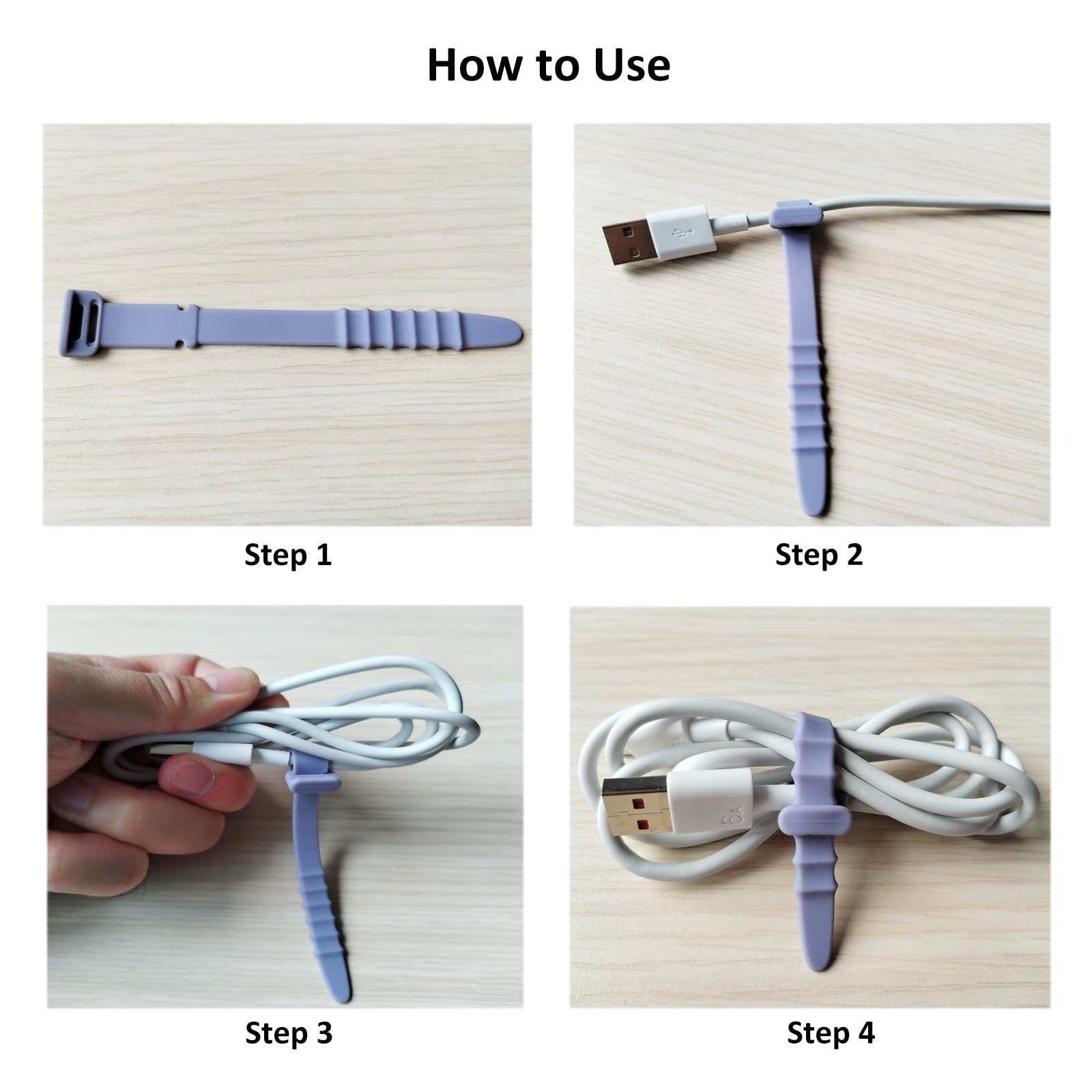 Reusable Silicone Zip Ties - 20 Pack 4.5 Inch Purple Elastic Cable Ties for Cord Management | Durable Wire Organizer for Home, Office, Travel & DIY Projects | Perfect for Electronics, Chargers, Headphones & Garden Tools